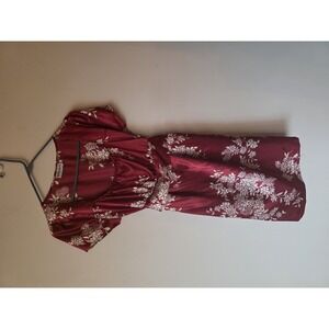 Millenium Burgundy Floral Tie-Back Dress